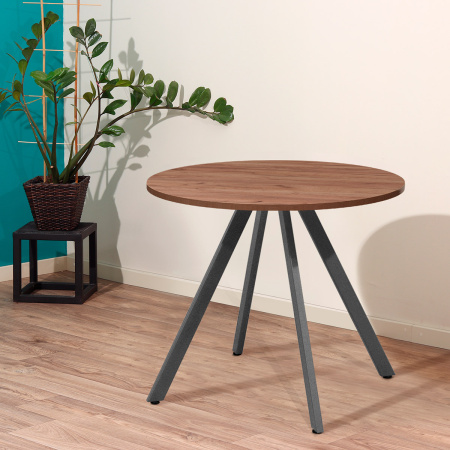 Стол Олесунн (D1000), ЛДСП Дуб табачный крафт / Металлокаркас Графит