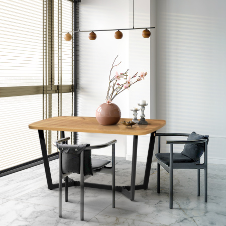 Стол Мюнхен (1400х800), ЛДСП Дуб золотой крафт / Металлокаркас Черный