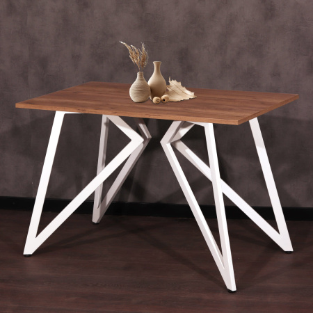 Стол Женева (1300х800) 18мм, ЛДСП Дуб табачный крафт / Металлокаркас Белый