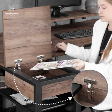 Стол Каир Угловой (1600х1200), ЛДСП Дуб табачный крафт / Металлокаркас Черный