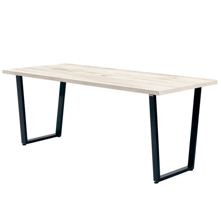 Стол Уэльс (1600х800), ЛДСП Дуб белый крафт / Металлокаркас Черный