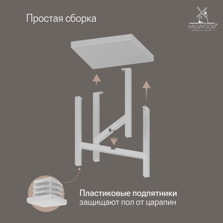 Табурет Баку ЛДСП Белый \ Металлокаркас Белый