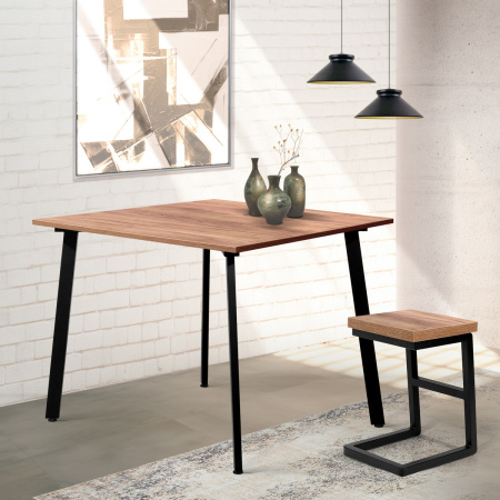 Стол Шанхай (1000х1000) 18мм, ЛДСП Дуб табачный крафт / Металлокаркас Черный