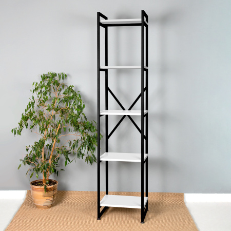 Стеллаж Лофт CH-2, ЛДСП Белый / Металлокаркас Черный