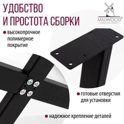 Стол Орлеан (D900) 18мм, ЛДСП Бетон / Металлокаркас Черный