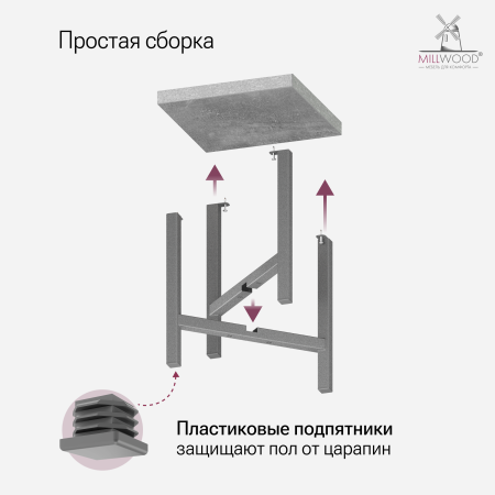 Табурет Баку ЛДСП Бетон \ Металлокаркас Графит