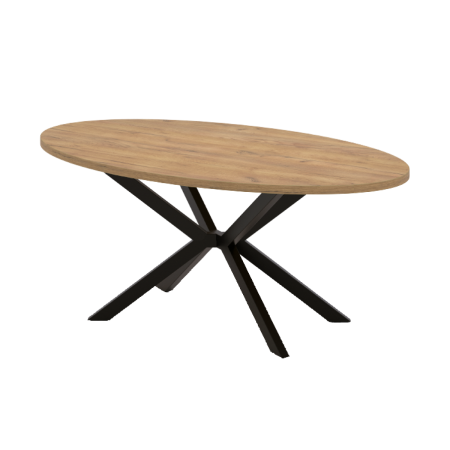 Стол Верона овальный (1600х1000), ЛДСП Дуб золотой крафт \ Металлокаркас Черный