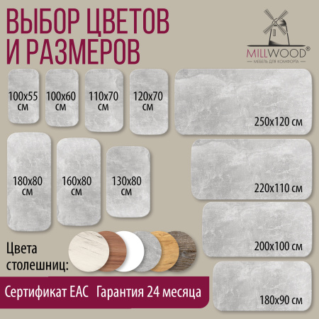 Столешница закругленная 1300х800х36, ЛДСП Бетон