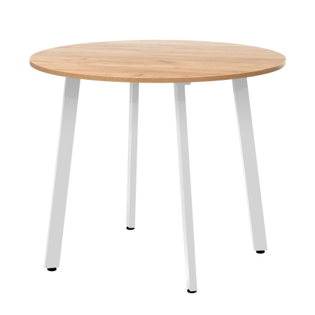 Стол Шанхай (D1000) 18мм, ЛДСП Дуб золотой крафт / Металлокаркас Белый