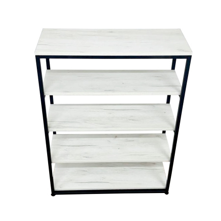 Стеллаж Лофт СН-5 (800х300х1100мм), ЛДСП Дуб белый крафт / Металлокаркас Черный