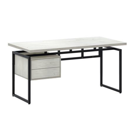 Стол письменный Бремен (1600х800), ЛДСП Дуб белый крафт \ Металлокаркас Черный