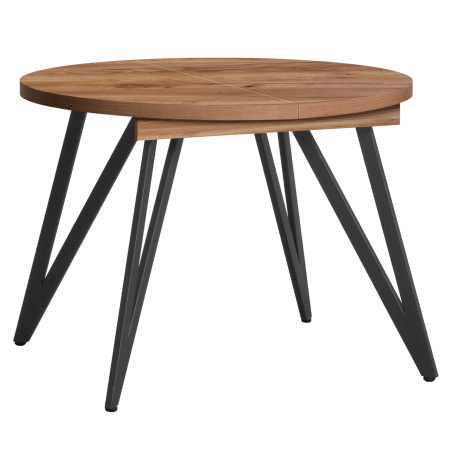 Стол раздвижной Женева 3 (D1000/1400х1000), ЛДСП Дуб табачный крафт / Металлокаркас Черный