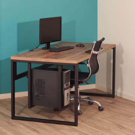 Столешница с вырезом 1300х800х36, ЛДСП Дуб табачный крафт / Металлокаркас Черный