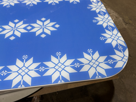 Стол Ассоль СДО - 01 Б-5 орнамент на синем фоне (без ног)