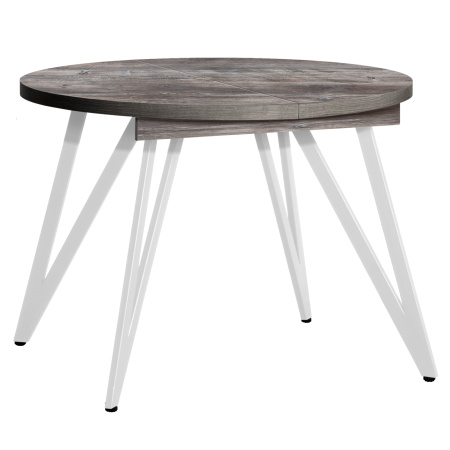 Стол раздвижной Женева 3 (D1100/1500х1100), ЛДСП Сосна пасадена / Металлокаркас Белый