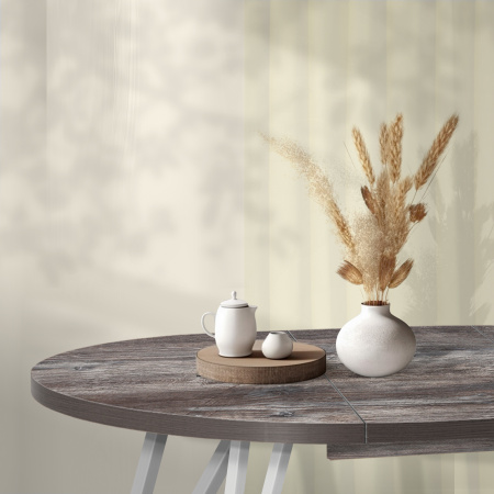 Стол раздвижной Женева 3 (D1100/1500х1100), ЛДСП Сосна пасадена / Металлокаркас Белый