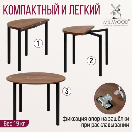 Стол-консоль Далис 3, ЛДСП Дуб табачный крафт / Металлокаркас Черный