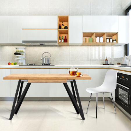 Стол раздвижной Женева 3 (1000/1400х600), ЛДСП Дуб золотой крафт / Металлокаркас Черный