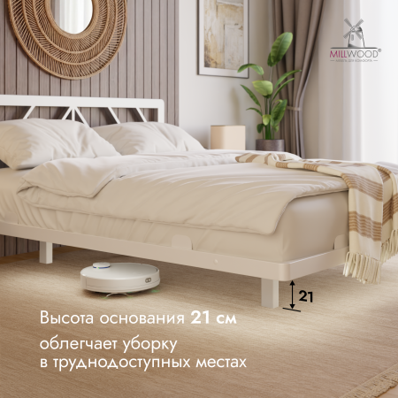 Кровать двуспальная Афина с RGB-подсветкой C изголовьем (2000х1800), Металлокаркас Белый