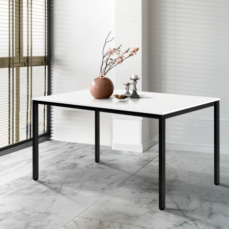 Стол Сеул (1300х800), ЛДСП Белый / Металлокаркас Черный Стол Сеул (1300х800), ЛДСП Белый / Металлокаркас Черный