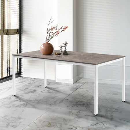 Стол Сеул (1600х800), ЛДСП Бетон / Металлокаркас Белый