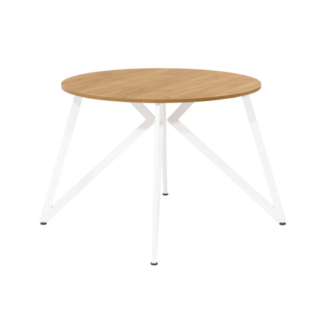 Стол Женева (D1000) 18мм, ЛДСП Дуб золотой крафт / Металлокаркас Белый