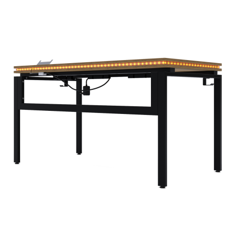 Стол Сиэтл с подсветкой (1400х700), ЛДСП Дуб золотой крафт \ Металлокаркас Черный