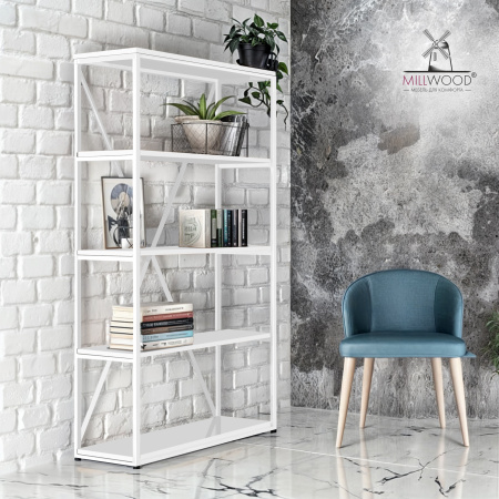 Стеллаж Лофт СН-1, ЛДСП Белый / Металлокаркас Белый Стеллаж Лофт СН-1, ЛДСП Белый / Металлокаркас Белый