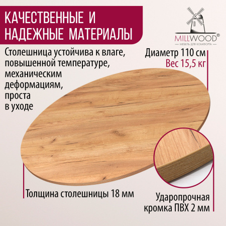 Столешница D1100х18, ЛДСП Дуб золотой крафт