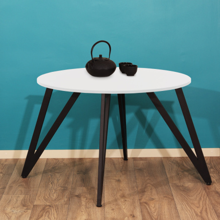 Стол Женева 2 (D1000) 18мм, ЛДСП Белый / Металлокаркас Черный