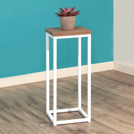 Подставка декоративная 210x210x500, ЛДСП Дуб табачный крафт / Металлокаркас Белый