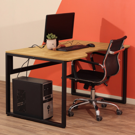 Столешница с вырезом 1300x850x18, ЛДСП Дуб золотой крафт / Металлокаркас Черный