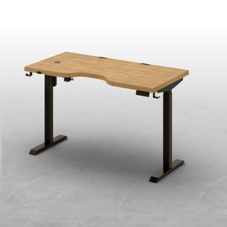 Стол подъемный Смарт с вырезом (1600x800) ЛДСП Дуб золотой крафт \ Металлокаркас Черный