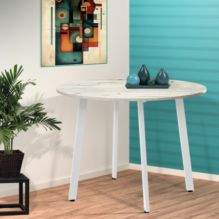 Стол Шанхай (D1100) 18мм, ЛДСП Дуб белый крафт / Металлокаркас Белый