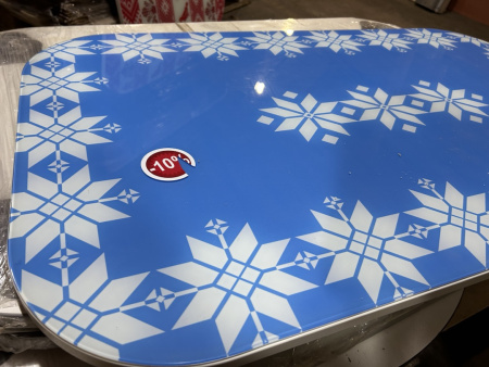 Стол Ассоль СДО - 01 Б-5 орнамент на синем фоне (без ног)