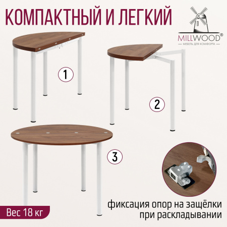 Стол-консоль Далис 2, ЛДСП Дуб табачный крафт / Металлокаркас Белый
