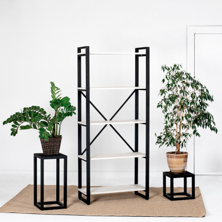 Стеллаж Лофт CH-3, ЛДСП Дуб белый крафт / Металлокаркас Графит