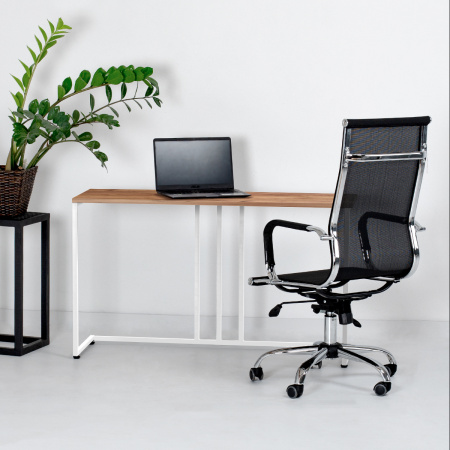 Стол-консоль Лиссабон 1, ЛДСП Дуб табачный крафт / Металлокаркас Белый