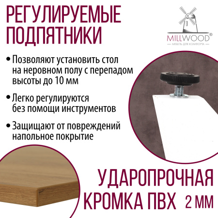 Стол Женева (1300х800) 18мм, ЛДСП Дуб золотой крафт / Металлокаркас Белый Стол Женева (1300х800) 18мм, ЛДСП Дуб золотой крафт / Металлокаркас Белый