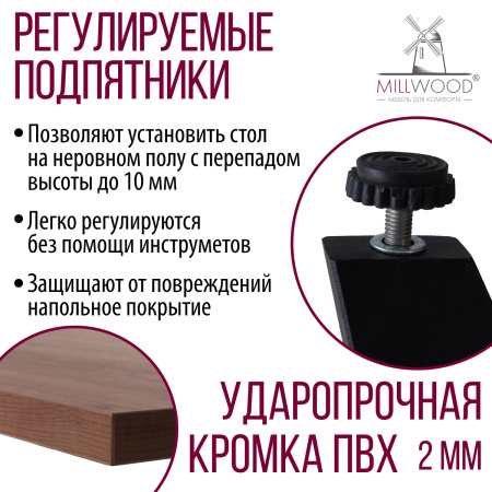 Стол Женева 2 (1600х800), ЛДСП Дуб табачный крафт / Металлокаркас Графит