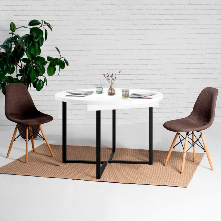 Стол раздвижной Лондон (D1000), ЛДСП Белый / Металлокаркас Графит