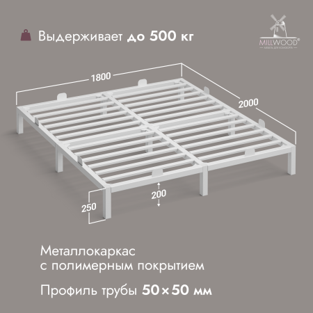 Кровать Сеул (2000х1800), Металлокаркас Белый