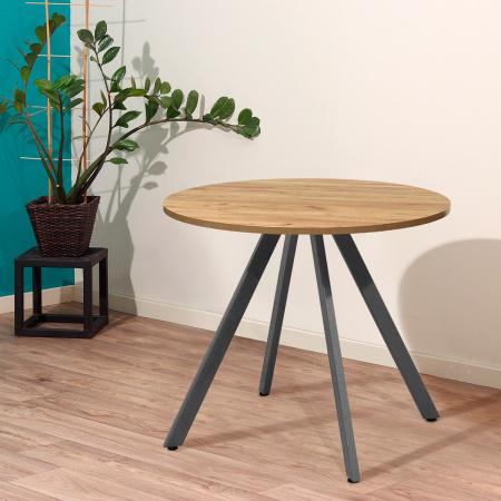 Стол Олесунн (D900), ЛДСП Дуб золотой крафт / Металлокаркас Графит