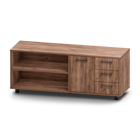 Тумба Олесунн правая, ЛДСП Дуб табачный крафт / Металлокаркас Черный