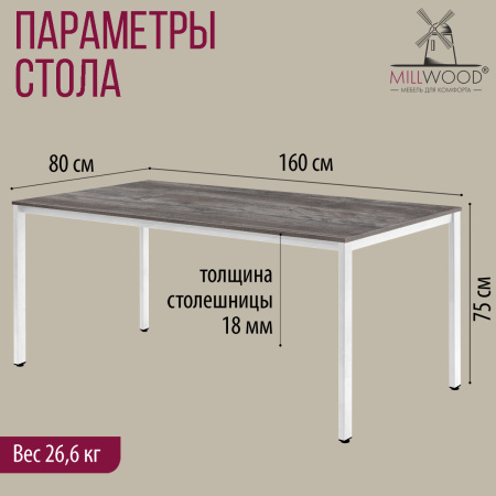 Стол Сеул (1600х800), ЛДСП Сосна пасадена / Металлокаркас Белый Стол Сеул (1600х800), ЛДСП Сосна пасадена / Металлокаркас Белый