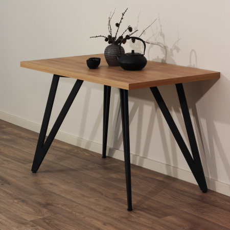 Стол Женева 2 (1300х800), ЛДСП Дуб золотой крафт / Металлокаркас Черный