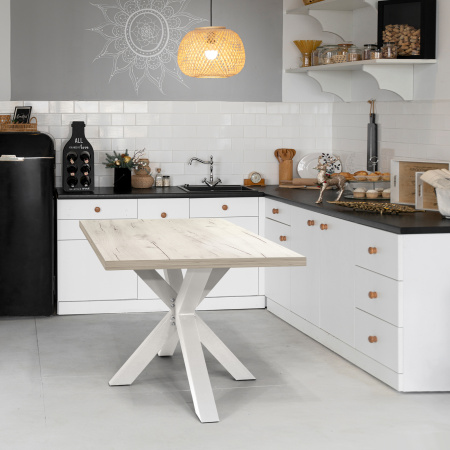 Стол Кейптаун (2200х1100), ЛДСП Дуб белый крафт / Металлокаркас Белый