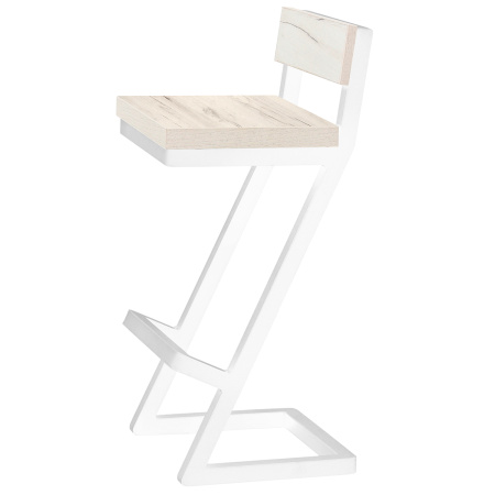 Стул полубарный Оберг 1, ЛДСП Дуб белый крафт / Металлокаркас Белый