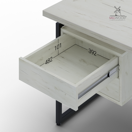 Стол письменный Бремен (1600х800), ЛДСП Дуб белый крафт \ Металлокаркас Черный