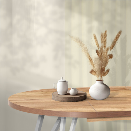 Стол раздвижной Женева 3 (D1000/1400х1000), ЛДСП Дуб золотой крафт / Металлокаркас Белый